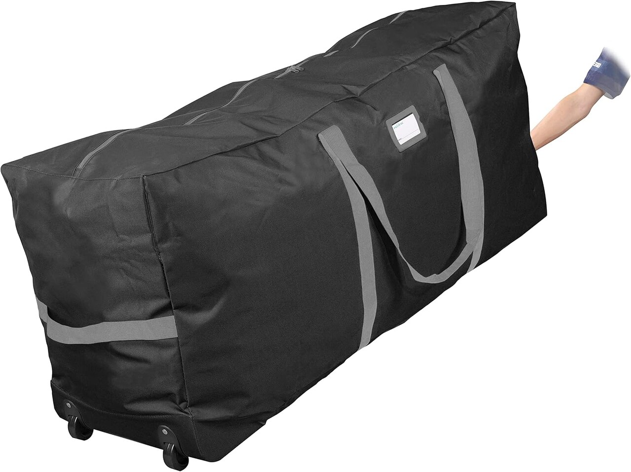 Rolling Christmas Tree Storage Bag, Fits Up to 7.5 Ft. Tall Disassembled Holiday Tree, 22" x 16" x 50", Large Heavy Duty Xmas Storage Container with 2 Wheels & Handles, 600D Oxford (Black)
